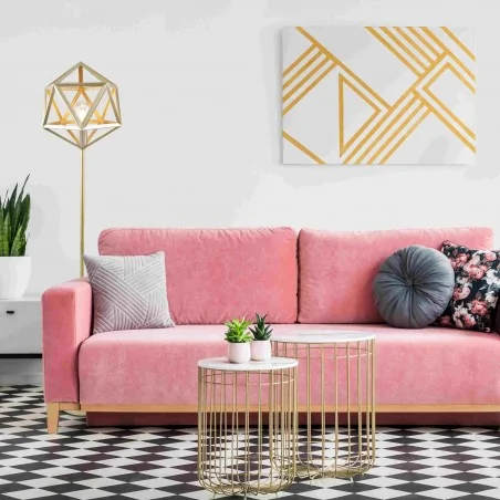 Lampy-stojace - złota lampa podłogowa stalowa e27 denmark 318855 polux 