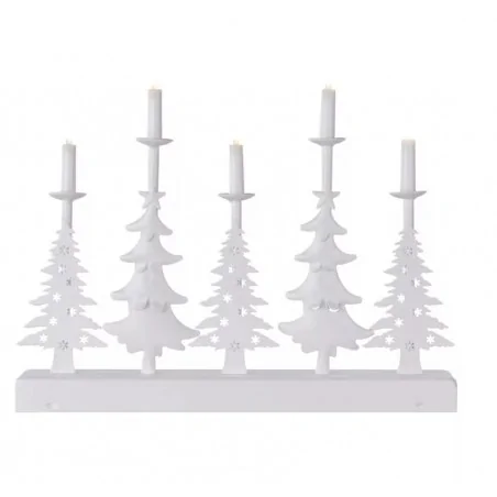 Dekoracje-swiateczne-led - dcaw14 biały świecznik choinki świąteczne  5 świeczek led na baterie  24cm ip20 timer emos 