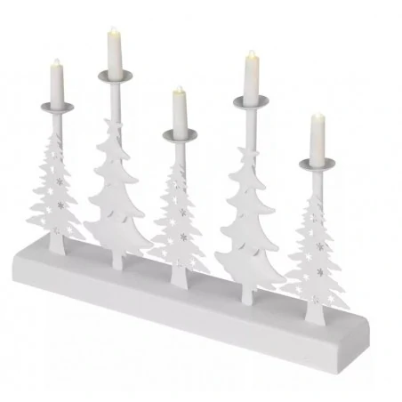 Dekoracje-swiateczne-led - świecznik bożonarodzeniowy bezprzewodowy biały świece led w kształcie choinek 