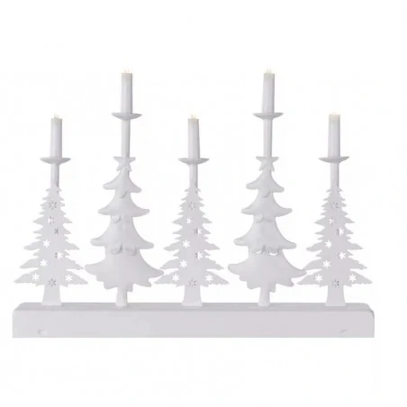 Dekoracje-swiateczne-led - świecznik bożonarodzeniowy bezprzewodowy biały świece led w kształcie choinek 