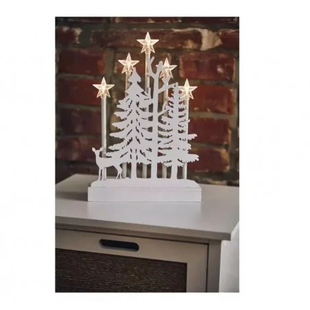 Dekoracje-swiateczne-led - dekoracja świąteczna 5 led biały las z gwiazdami ciepła biel ip20 timer dcaw13 emos 