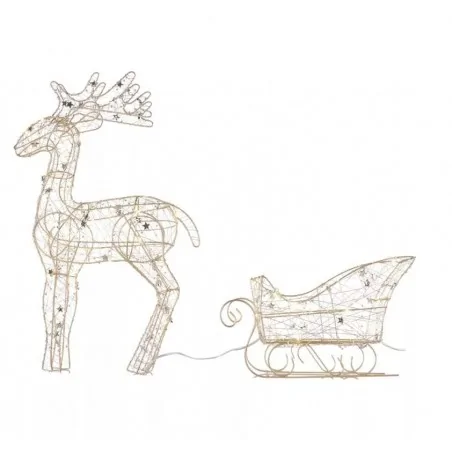 Dekoracje-swiateczne-led - dcfc28 dekoracja świąteczna led sanie z reniferem 47cm 50led 3xaa ciepła biel ip20 timer emos 