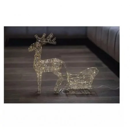 Dekoracje-swiateczne-led - dcfc28 dekoracja świąteczna led sanie z reniferem 47cm 50led 3xaa ciepła biel ip20 timer emos 