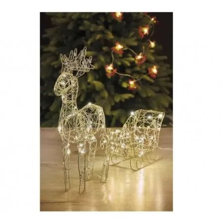 Dekoracje-swiateczne-led - dcfc28 dekoracja świąteczna led sanie z reniferem 47cm 50led 3xaa ciepła biel ip20 timer emos 