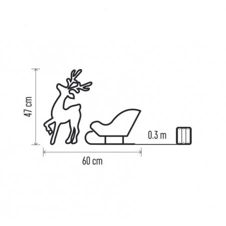 Dekoracje-swiateczne-led - dcfc28 dekoracja świąteczna led sanie z reniferem 47cm 50led 3xaa ciepła biel ip20 timer emos 
