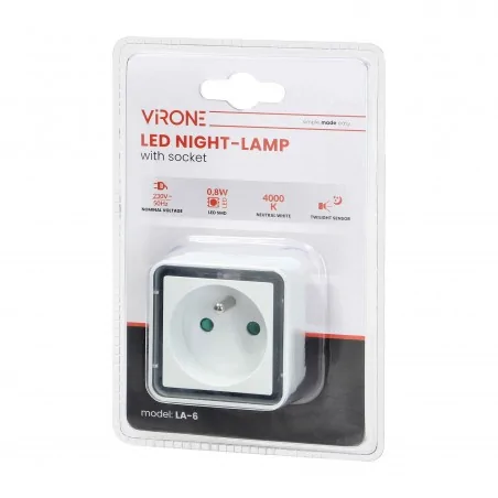 Lampki-nocne - lampka nocna led z gniazdem sieciowym 4000k la-6 orno 