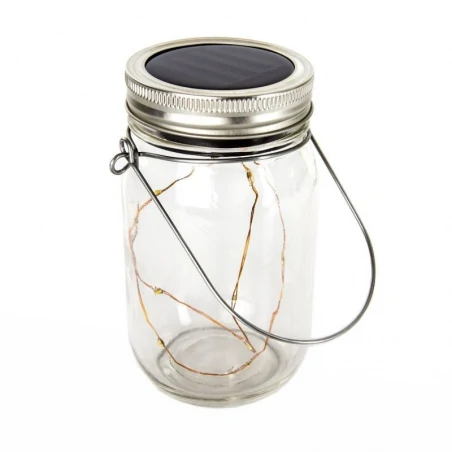 Lampy-solarne-balkonowe - lampa solarna słoik lampion na wesele z białym światłem 309594 polux 