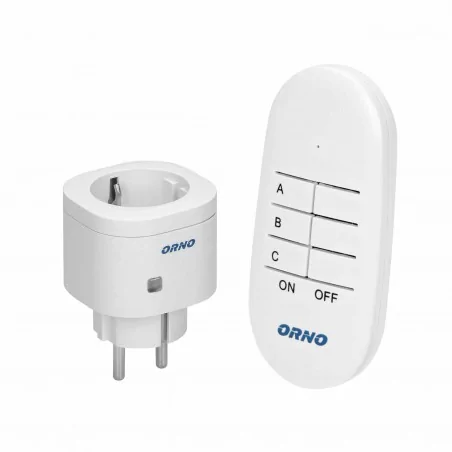 Urzadzenia-zdalnie-sterowane - gniazdo schuko bezprzewodowe mini sterowane pilotem 1+1 or-gb-440(gs) orno 