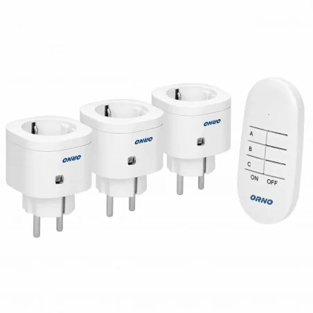 Urzadzenia-zdalnie-sterowane - zestaw bezprzewodowych mini gniazd sterowanych wersja schuko + pilot 3+1 or-gb-438(gs) orno 
