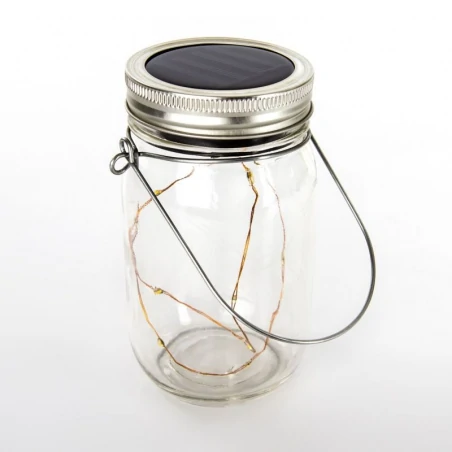 Lampy-solarne-balkonowe - lampa solarna słoik lampion na wesele z białym światłem 309594 polux 