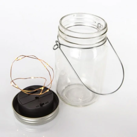 Lampy-solarne-balkonowe - lampa solarna słoik lampion na wesele z białym światłem 309594 polux 