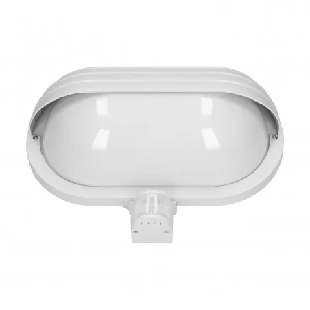 Kinkiety-ogrodowe - biała lampa elewacyjna z czujnikiem ruchu e27 60w lf-1/w musam orno 