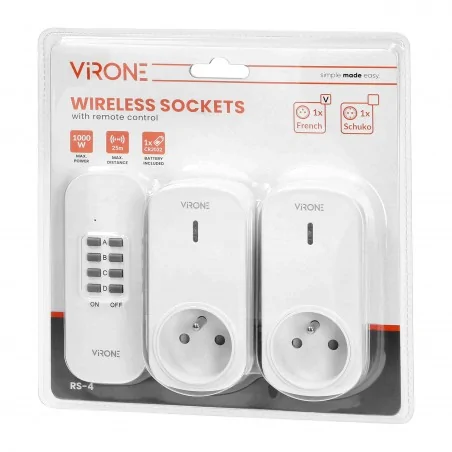 Urzadzenia-zdalnie-sterowane - zestaw bezprzewodowych gniazd sterowanych pilotem 2+1 rs-4 orno 