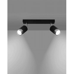 Lampy-sufitowe - lampa sufitowa - listwa 30cm ruchome klosze 2xgu10 40w nero sl.1065 sollux 
