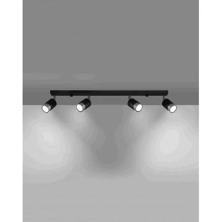 Lampy-sufitowe - szeroki plafon 81cm - ruchome reflektorki 4x40w gu10 nero sl.1067 sollux 