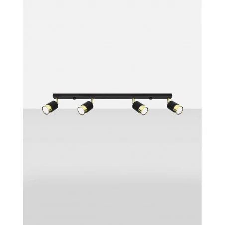 Lampy-sufitowe - czarno-złota lampa sufitowa listwa 81cm 4x40w gu10 nero sl.1072 sollux 