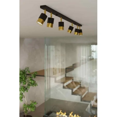 Lampy-sufitowe - czarno-złota lampa sufitowa listwa 81cm 4x40w gu10 nero sl.1072 sollux 