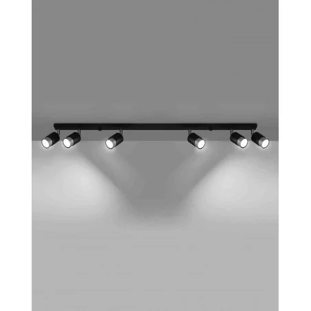 Lampy-sufitowe - lampa sufitowa - listwa 117cm ruchome klosze 6x40w gu10 nero sl.1068 sollux 