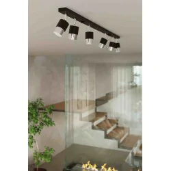 Lampy-sufitowe - lampa sufitowa - listwa 117cm ruchome klosze 6x40w gu10 nero sl.1068 sollux 