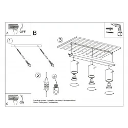 Lampy-sufitowe - oświetlenie sufitowe listwa z naturalnego drewna 3x40w gu10 berg sl.0703 sollux 