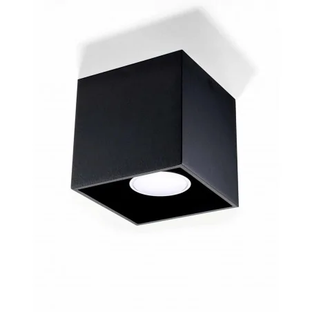 Plafony - plafon czarny kwadratowy natynkowy 1x40w gu10 quad sl.0022 sollux 