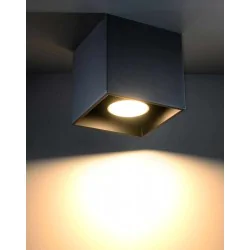 Plafony - plafon czarny kwadratowy natynkowy 1x40w gu10 quad sl.0022 sollux 
