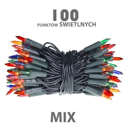 Oswietlenie-choinkowe - lampki choinkowe kolorowe tradycyjne 100 punktów świetlnych 