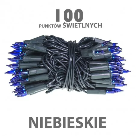 Oswietlenie-choinkowe - niebieskie tradycyjne światełka choinkowe 7m ip20 100szt ch/0066 rum-lux 