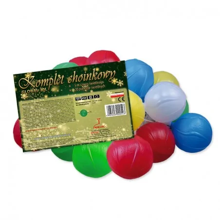 Oswietlenie-choinkowe - polskie lampki choinkowe plastikowe kule global 20 sztuk ip20 z gniazdem pw/0066 rum-lux 