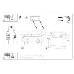 Lampy-sufitowe - podwójna oprawa sufitowa czarna podtynkowa 2x40w gu10 quad sl.0381 sollux 