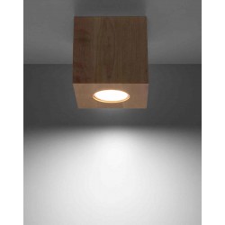 Lampy-sufitowe - kwadratowa oprawa sufitowa z naturalnego drewna 1x40w gu10 quad sl.0493 sollux 