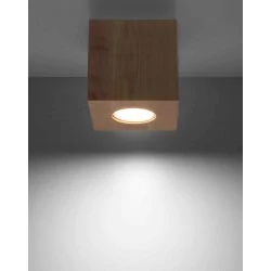 Lampy-sufitowe - kwadratowa oprawa sufitowa z naturalnego drewna 1x40w gu10 quad sl.0493 sollux 