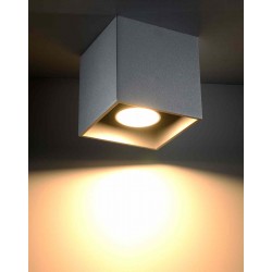 Lampy-sufitowe - szare oświetlenie sufitowe kwadrat 10cm 1x40w gu10 quad sl.0024 sollux 
