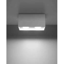 Lampy-sufitowe - lampa sufitowa podwójna biała 20cm 2xgu10 quad sl.0380 sollux 