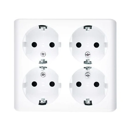 Gniazda-poczworne-podtynkowe - białe gniazdo poczwórne z uziemieniem typu schuko z przesłonami torów egsz4snz/11 simon 54 kontakt-simon 