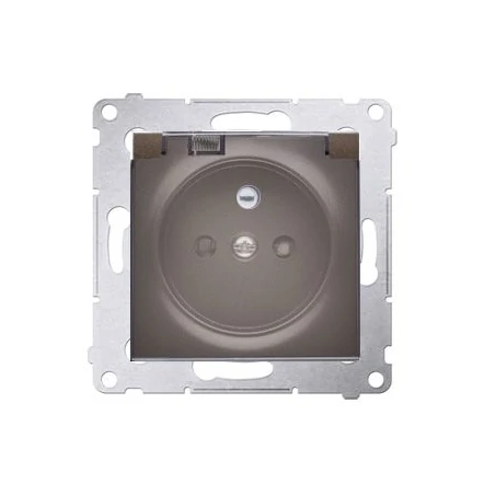 Gniazda-pojedyncze-podtynkowe - gniazdo pojedyncze z klapką w kolorze transparentnym do ramek premium brąz mat dgz1bz.01/46a simon 54 kontakt-simon 