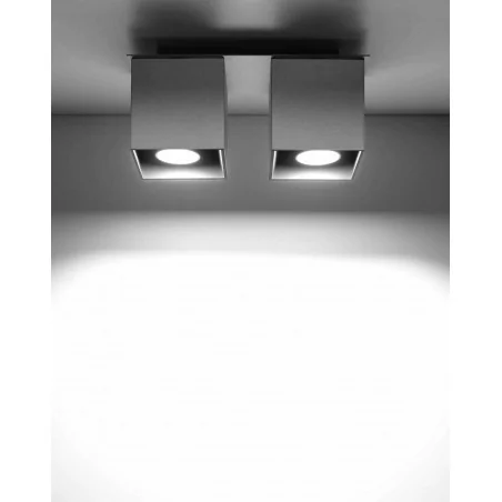 Lampy-sufitowe - szara oprawa sufitowa 26cm szerokości 2xgu10 40w quad sl.0064 sollux 