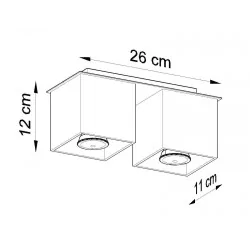 Lampy-sufitowe - szara oprawa sufitowa 26cm szerokości 2xgu10 40w quad sl.0064 sollux 