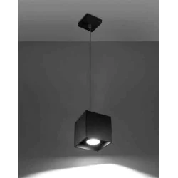 Lampy-sufitowe - lampa wisząca czarna kwadrat 10cm gu10 1x40w quad sl.0060 sollux 