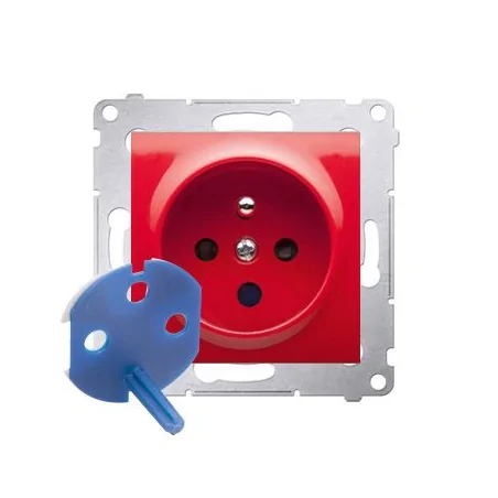 Gniazda-elektryczne - czerwone gniazdo pojedyncze data z kluczem uprawniającym do ramek nature i premium dgd1.01/22 simon 54 kontakt-simon 