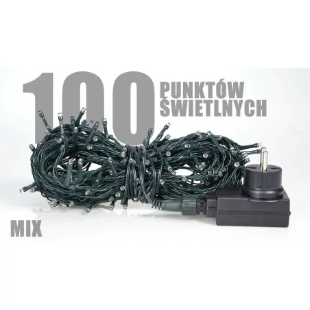 Oswietlenie-choinkowe - lampki choinkowe zewnętrzne z programatorem mix 100szt x led lz-eco-led-100 ch/0137 rum-lux 