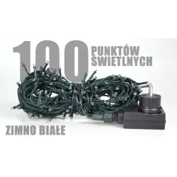 Oswietlenie-choinkowe - zewnętrzne lampki choinkowe z programatorem 100szt led zimno białe lz-eco-led-100 zb ch/0135 rum-lux 