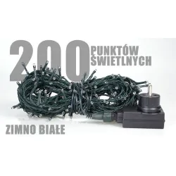 Oswietlenie-choinkowe - lampki zewnętrzne zimna barwa led x 200 sznur lz-eco-led-200 ch/0129 rum-lux 