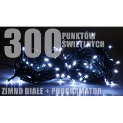 Oswietlenie-choinkowe - lampki choinkowe z programatorem 300 szt. led zimno białe zewnętrzne lz-eco-led-300 zb ch/0141 rum-lux 