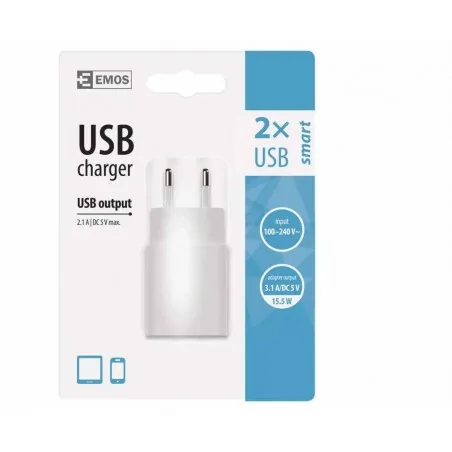 Przewody-przedluzacze-rozgalezniki - zasilacz usb smart 3,1a (15w) max. v0125 emos 