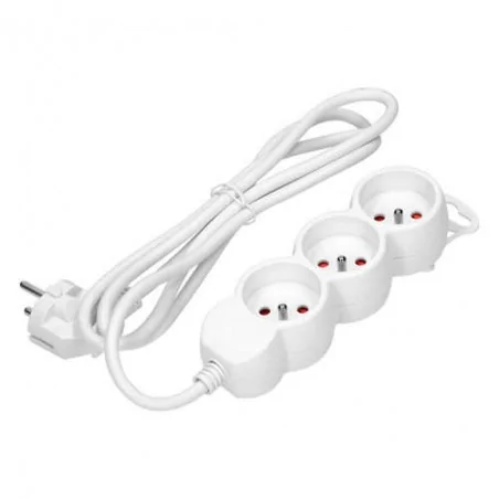Listwy-zasilajace - przedłużacz na 3 gniazda biały z uziemieniem i przesłonami torów prądowych 1,5m or-ae-13145/w/1,5m orno 