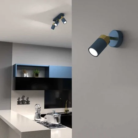 Kinkiety-do-salonu - granatowo złoty kinkiet metalowy 1xgu10 joker mlp7722 eko-light 