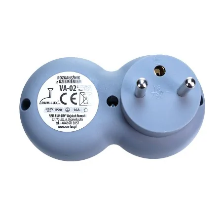 Rozgalezniki - podwójny rozgałęźnik do pomieszczeń z uziemieniem ro/0014 rum-lux 