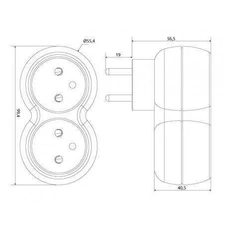 Rozgalezniki - podwójny rozgałęźnik do pomieszczeń z uziemieniem ro/0014 rum-lux 