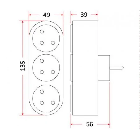 Rozgalezniki - rozgałęźnik 3 gniazda z uziemieniem rozgałęziacz prosty złodziejka z-5 rum-lux 